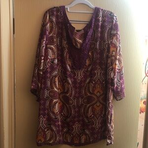 East 5th Purple and Gold Paisley Tunic